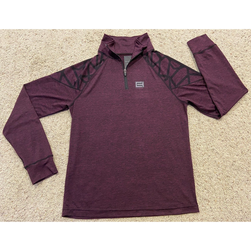 TARHARI Sport Men's 1/4 Zip Pullover Long Sleeve SHIRT Size M Burgundy B23
